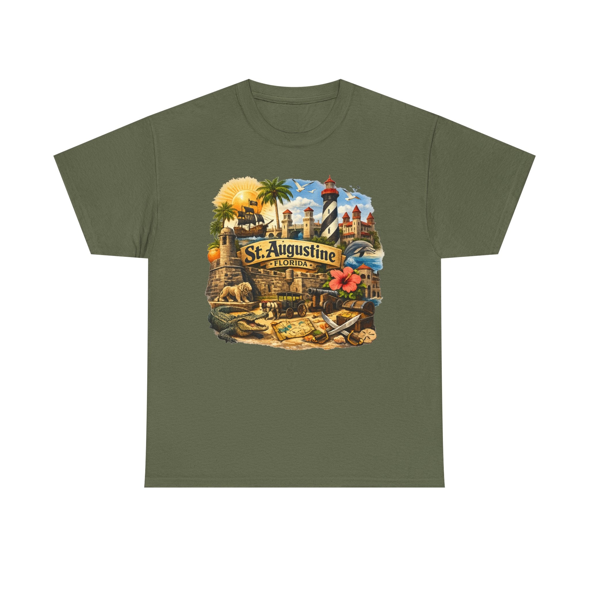 St. Augustine Florida Vintage Travel Tee — Retro Beach & Lighthouse Souvenir T-Shirt