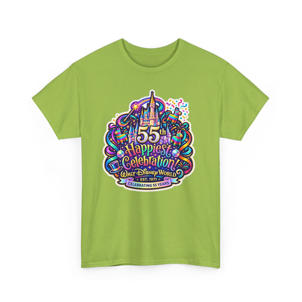 T-Shirt — "55th Happiest Celebration" Colorful Anniversary Castle Graphic Tee