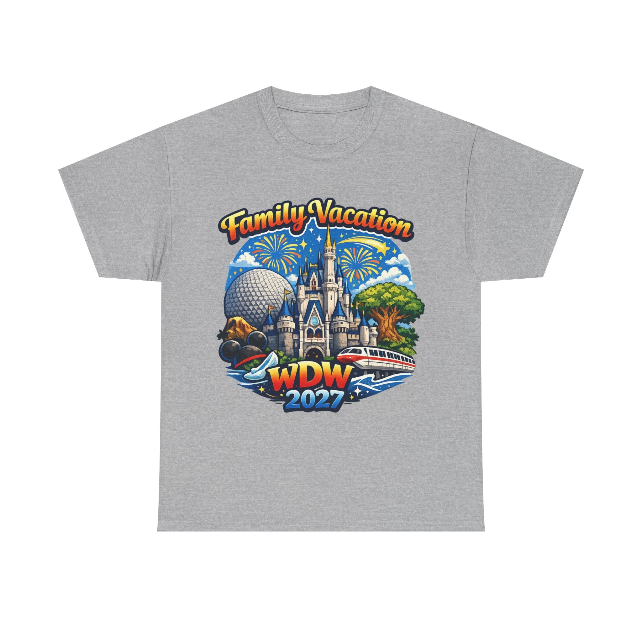 Family Vacation WDW 2027 T-Shirt – Disney Park Castle & Fireworks Vacation Tee