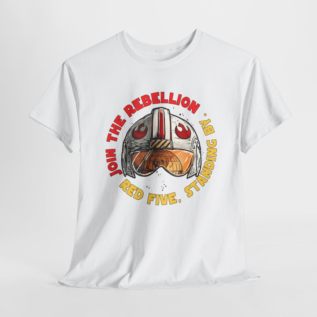 Rebel Pilot T-Shirt — "Join the Rebellion, Red Five" Vintage Helmet Design