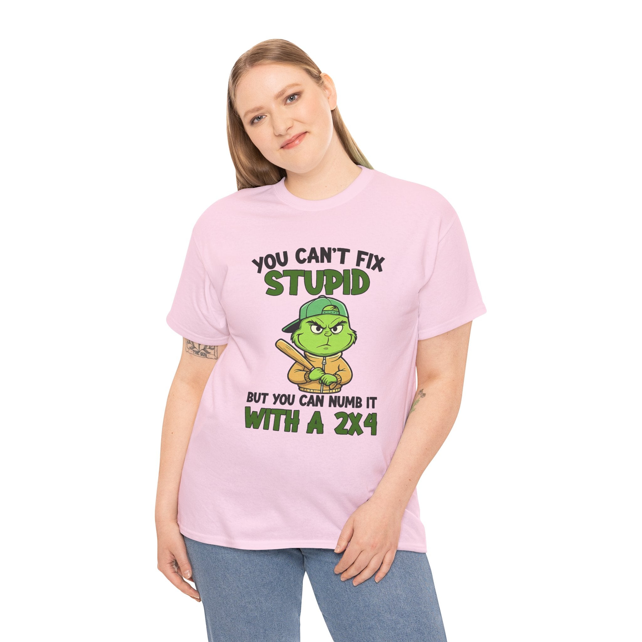 Funny Carpenter T‑Shirt — "You Can't Fix Stupid But You Can Numb It With a 2x4"