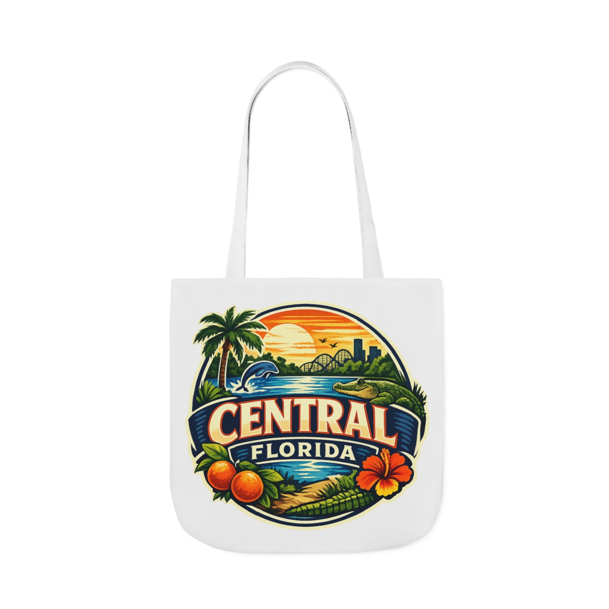 Central Florida Canvas Tote Bag — Vintage Sunset Palm Beach Market Tote