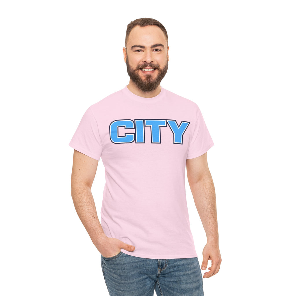 CITY Graphic Tee — Retro Man City Inspired Blue Block Letter T-Shirt