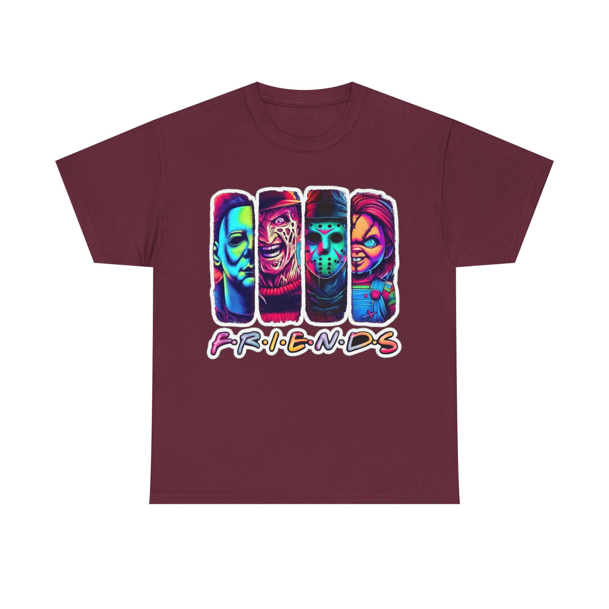 Halloween Horror Icons "Friends" T-Shirt — Neon Retro Slasher Tee