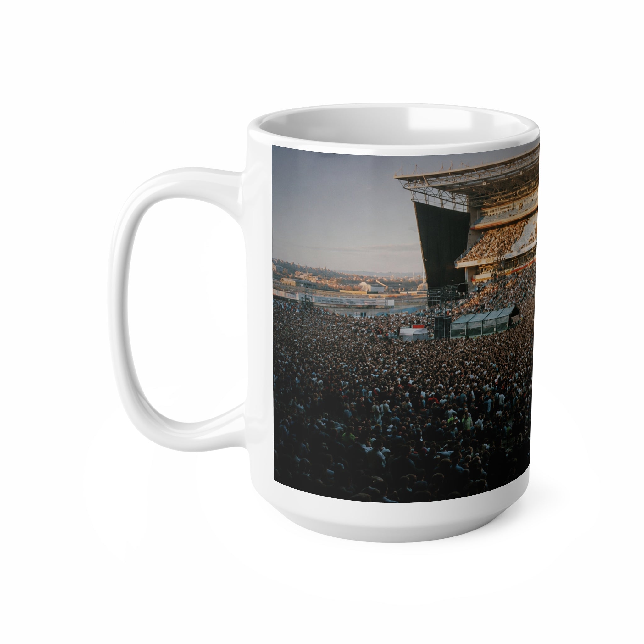 Oasis At Maine Road Concert Crowd Photo Mug — Live Stadium Panorama Ceramic Coffee Cup (11oz & 15oz)