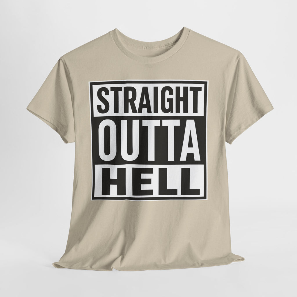 Straight Outta Hell T-Shirt — Bold Gothic Graphic Tee