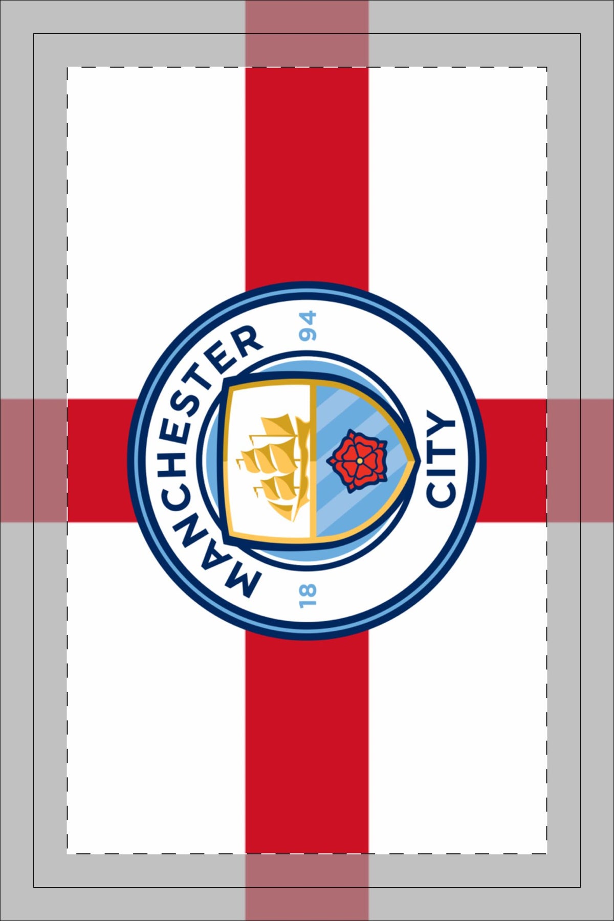 Manchester City St. George Cross Waffle Tea Towel — Double-Sided Football Kitchen Towel