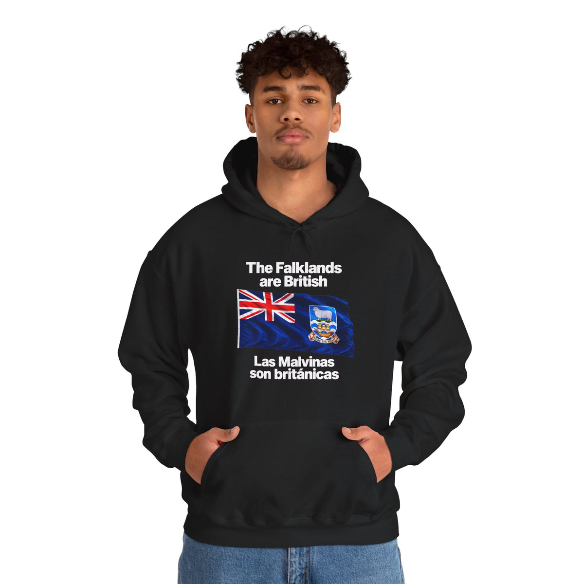 Falklands Are British Hoodie – Bilingual 'Las Malvinas son británicas' Flag Pullover