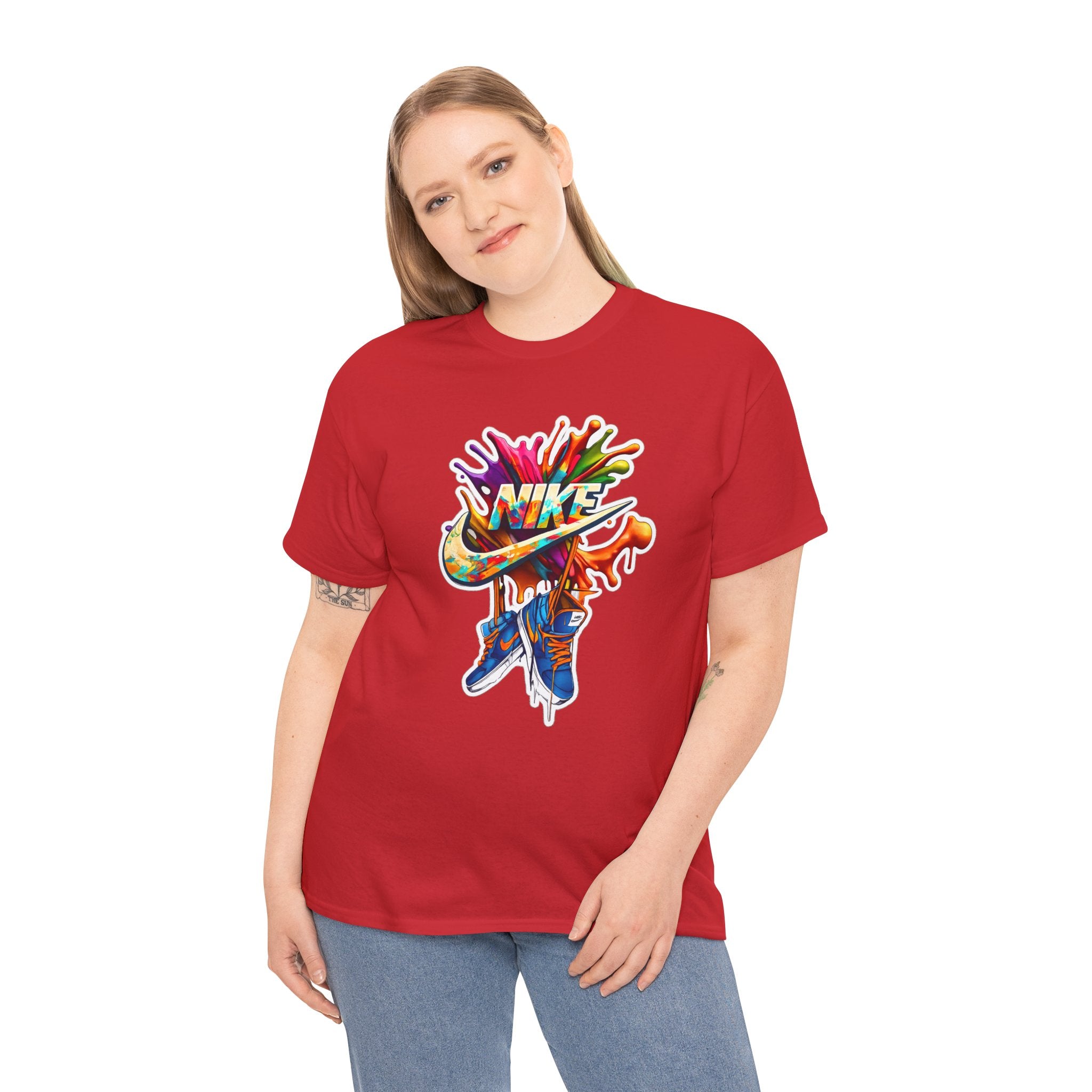 Nike Inspired Splash Graphic Tee — Colorful Sneaker Streetwear T-Shirt