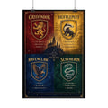 Harry Potter Hogwarts House Crest Poster — Gryffindor Hufflepuff Ravenclaw Slytherin Rolled Art Print