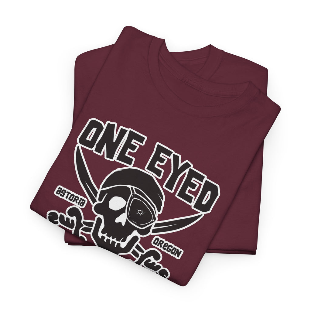 One Eyed Willie Pirate Skull Tee — Retro Nautical Adventure Graphic Shirt