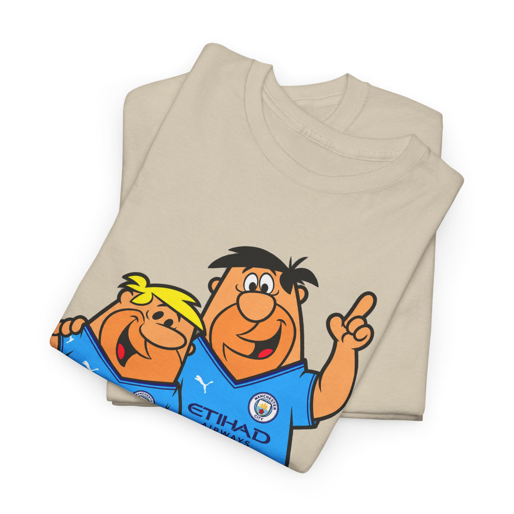 Manchester City The Flintstones Etihad Airways Cartoon Cotton T-Shirt