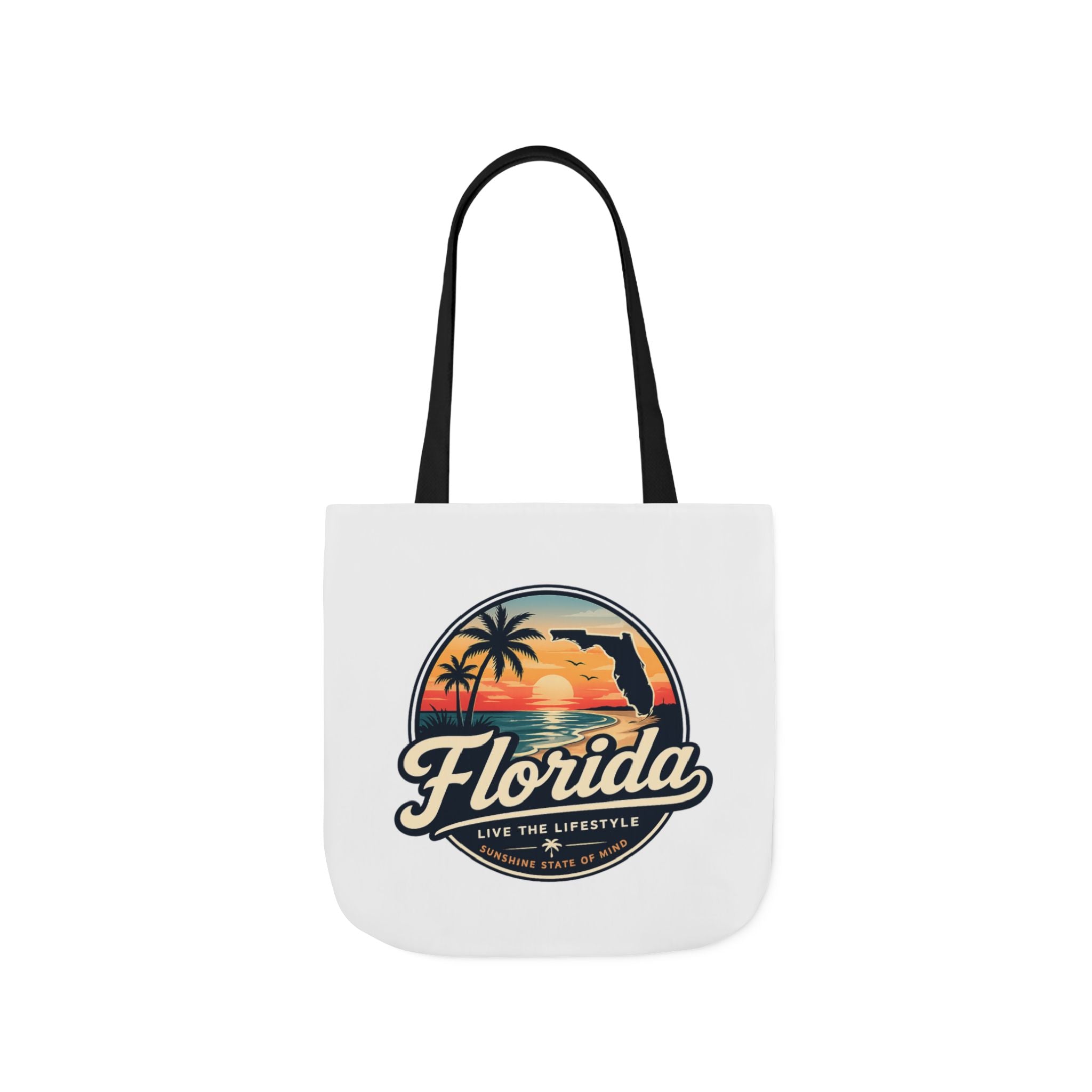 Florida Sunset Canvas Tote Bag — Retro Palm Beach Design