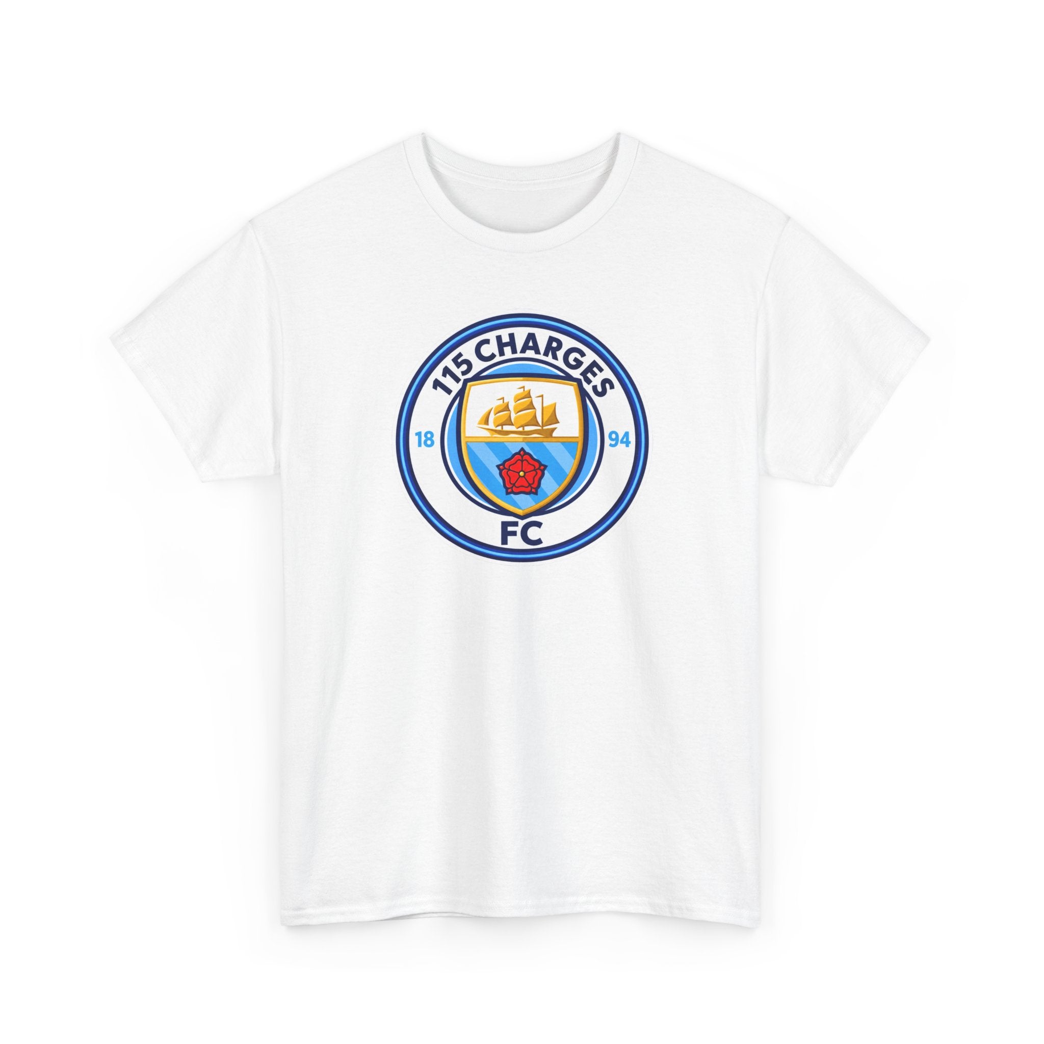 115 Charges FC Crest Cotton Tee — Vintage Blue Club Logo T-Shirt