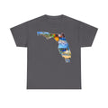 Florida State Shape T-Shirt — Scenic Beach & Sunset Map Tee
