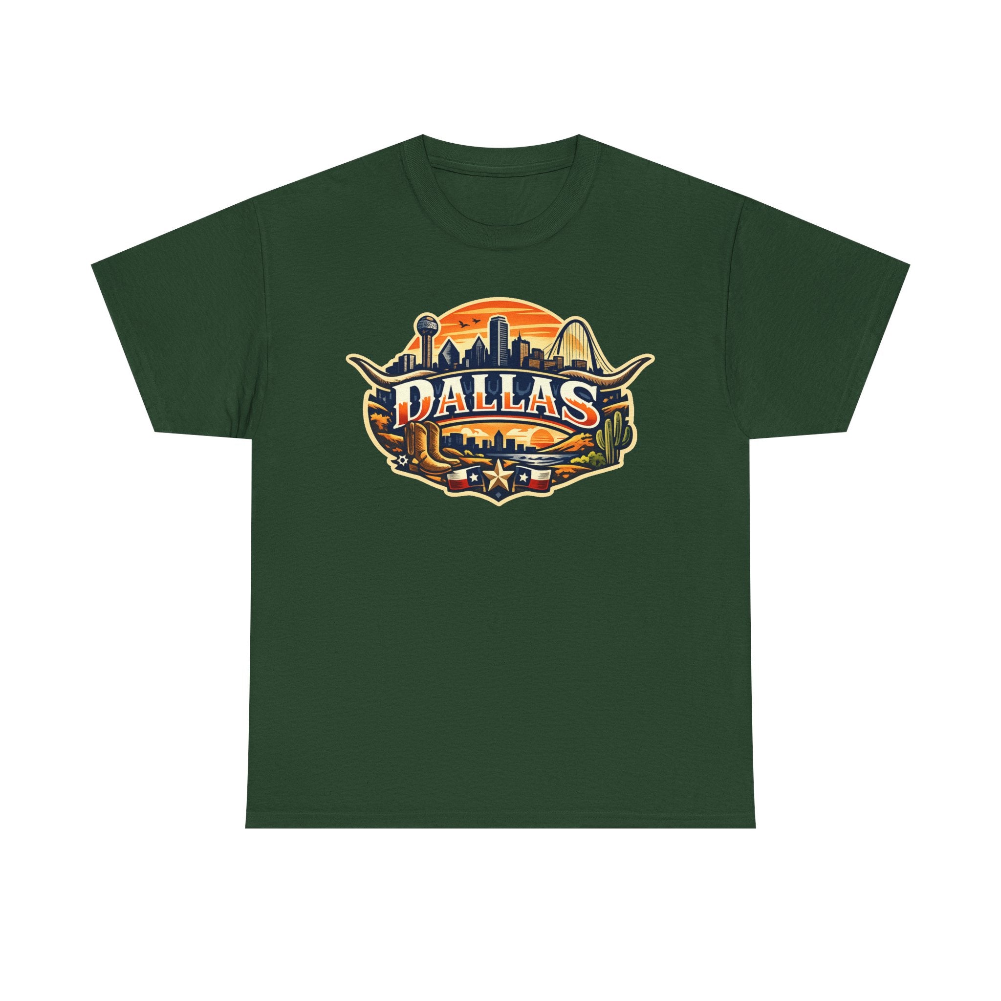 Dallas Skyline Retro Tee — Vintage Cityscape T‑Shirt with 'Dallas' Graphic
