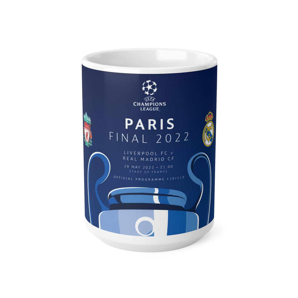 UEFA Champions League Final 2022 Programme Cover Inspired Commemorative Coffee Cup (Liverpool vs Real Madrid)