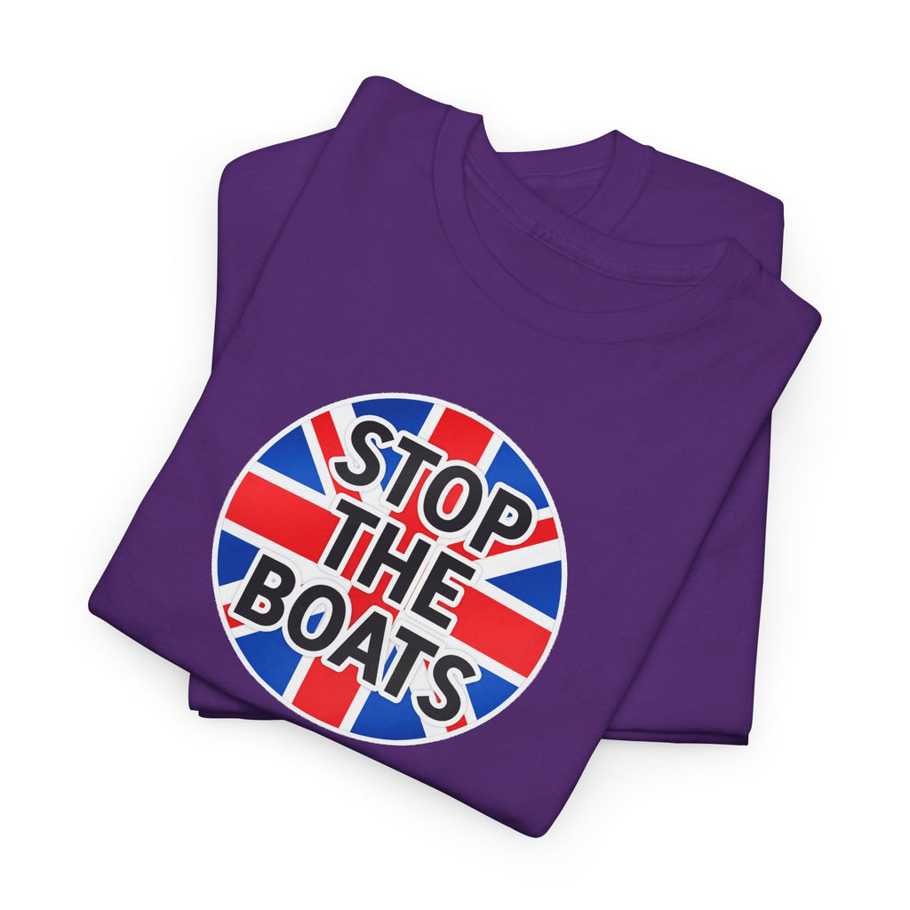 Stop The Boats Union Jack Protest Cotton T-Shirt / Tee