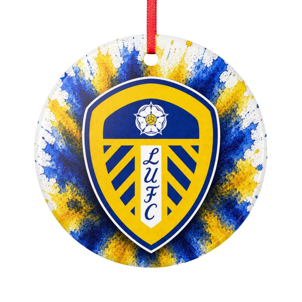 Leeds United Crest Ceramic Ornament – Double-Sided Football Club Holiday Decoration