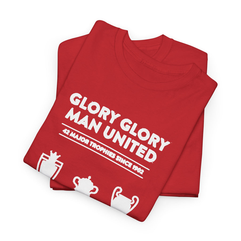 Manchester United Glory Glory T-Shirt — Retro Trophy Graphic Tee