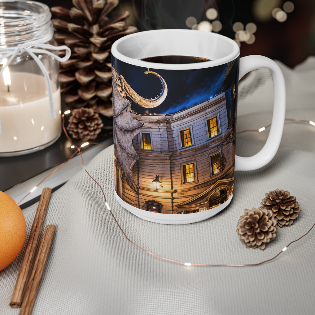 Fantasy Harry Potter Dragon Ceramic Mug — Night Cityscape 11oz & 15oz