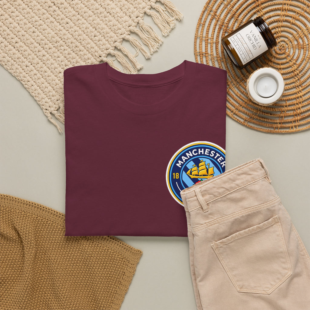 Manchester City Inspired Crest T‑Shirt – Circular Badge Chest Logo Tee