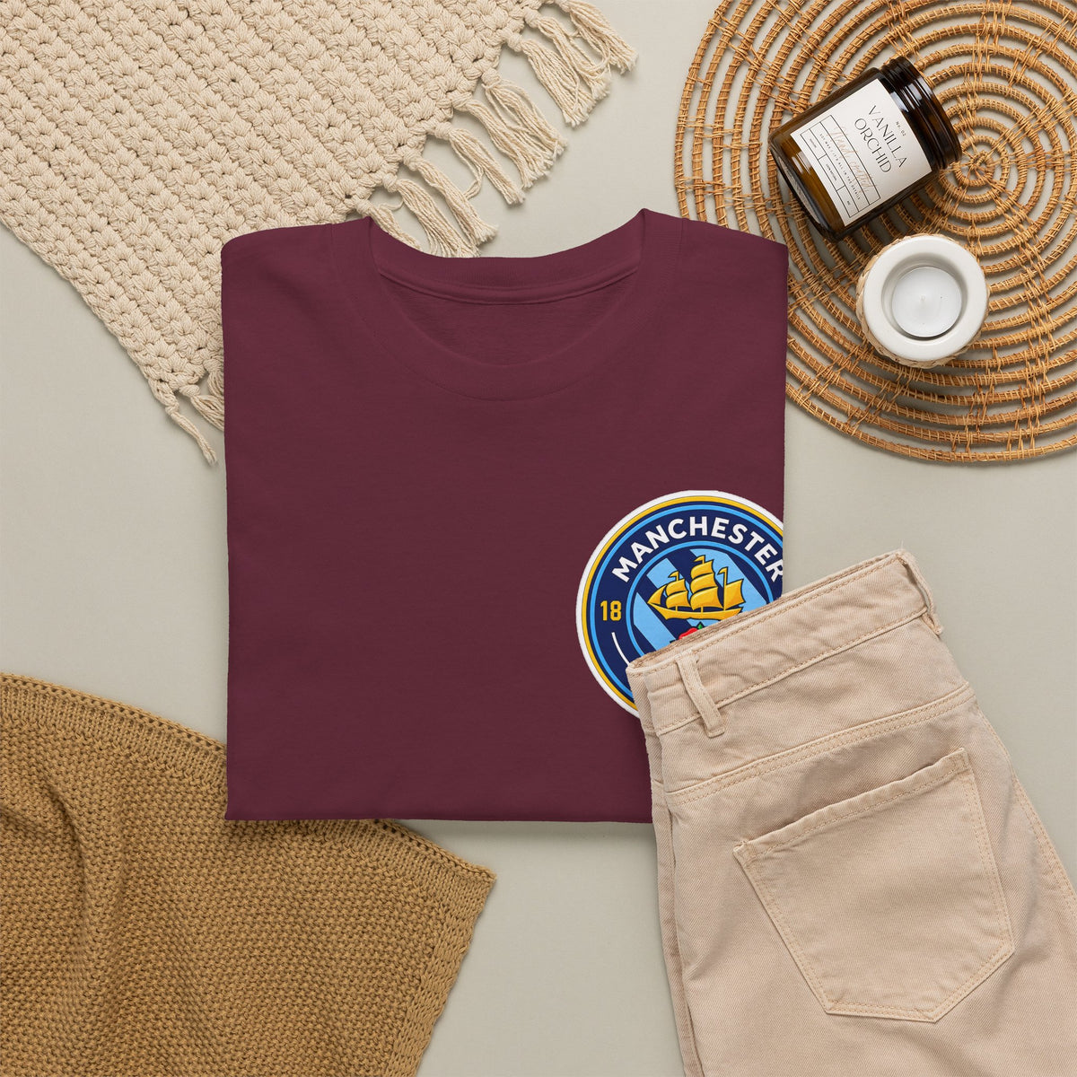 Manchester City Inspired Crest T‑Shirt – Circular Badge Chest Logo Tee