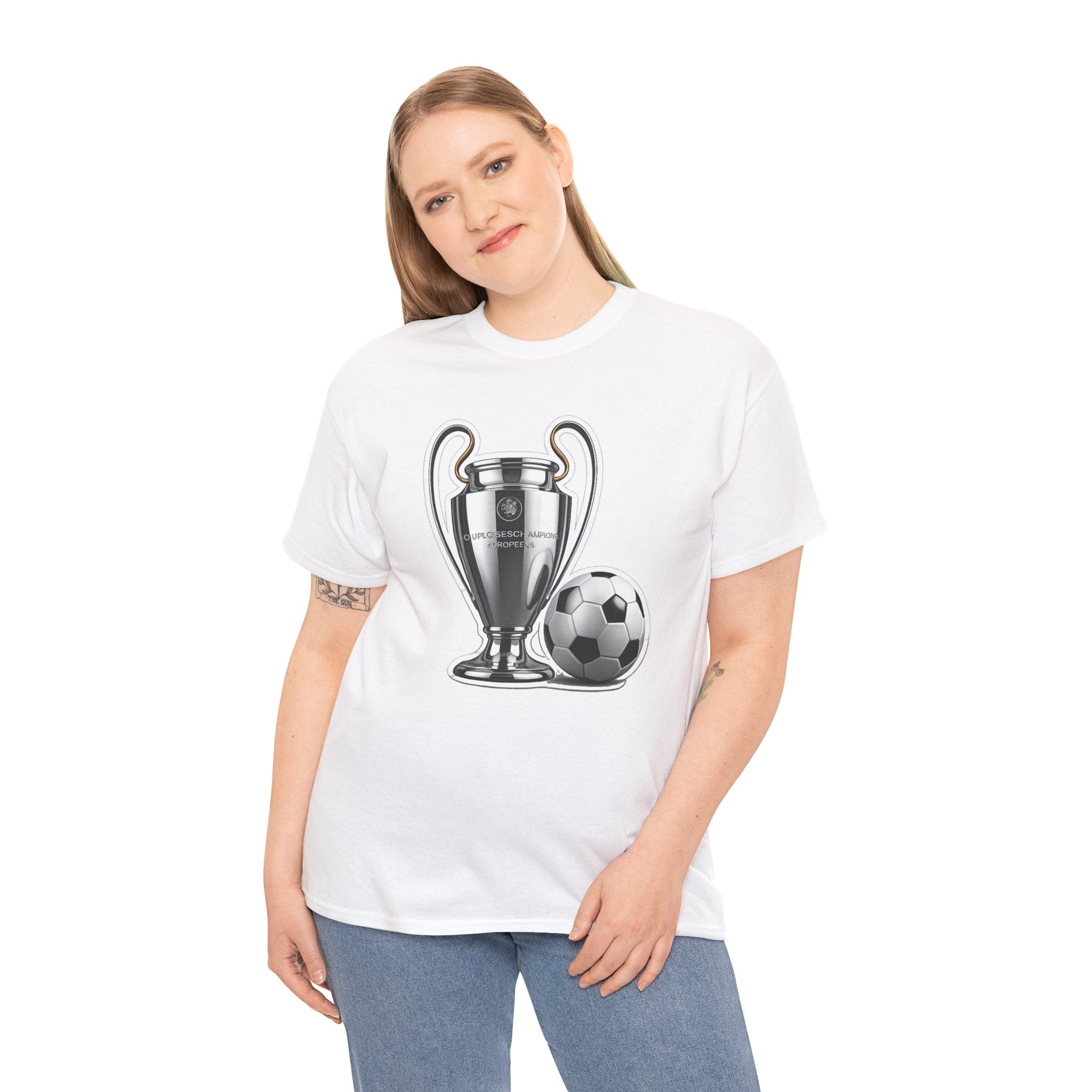 European Cup / Champions League Trophy & Ball Graphic Cotton T-Shirt