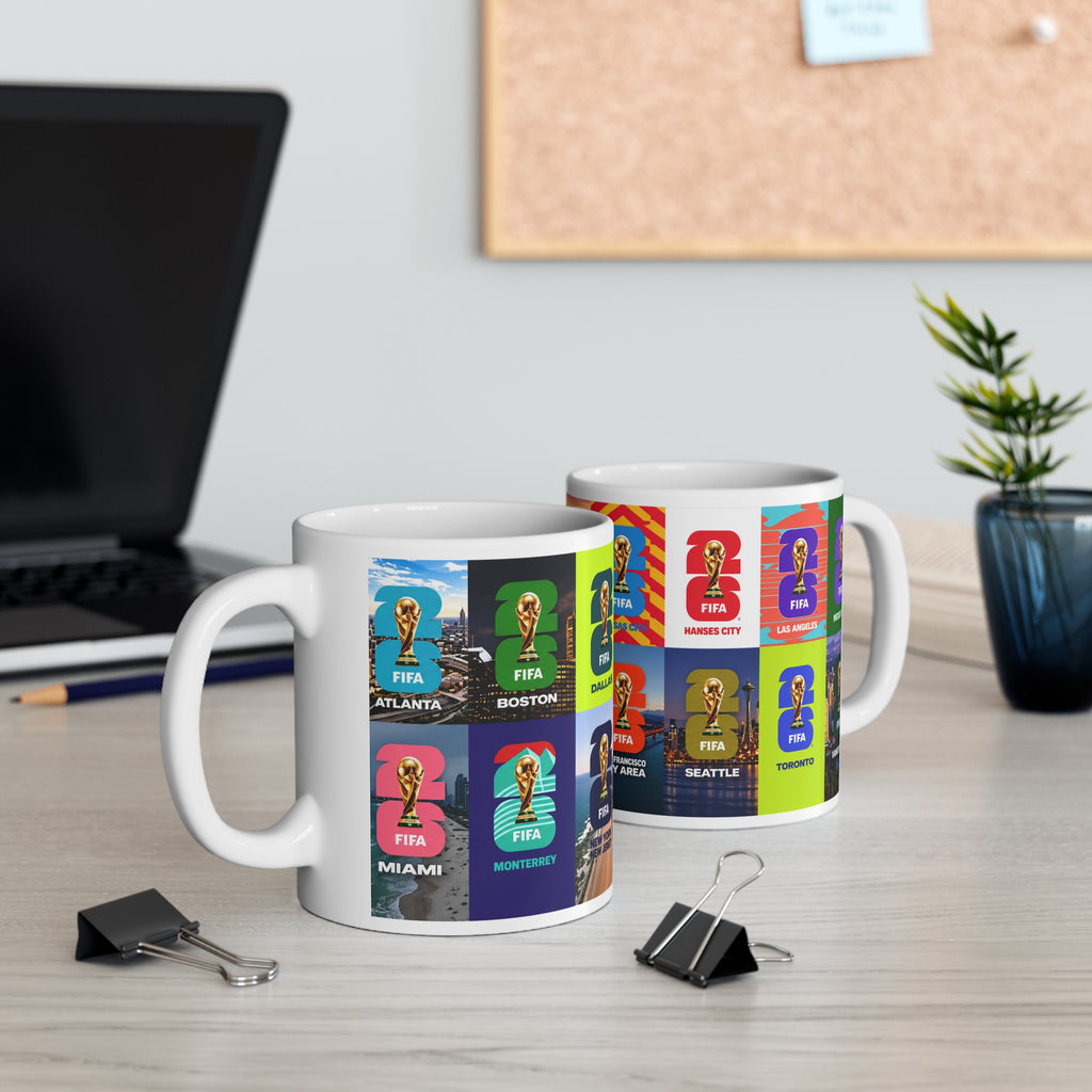 FIFA World Cup Cities Collage Mug — 11oz/15oz Ceramic Coffee Cup