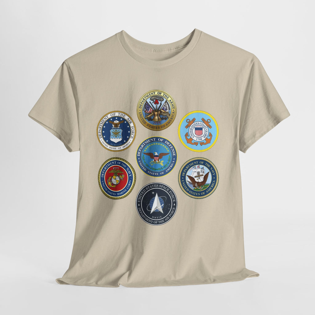 Military Branch Seals T-Shirt — Vintage US Armed Forces Emblems Tee