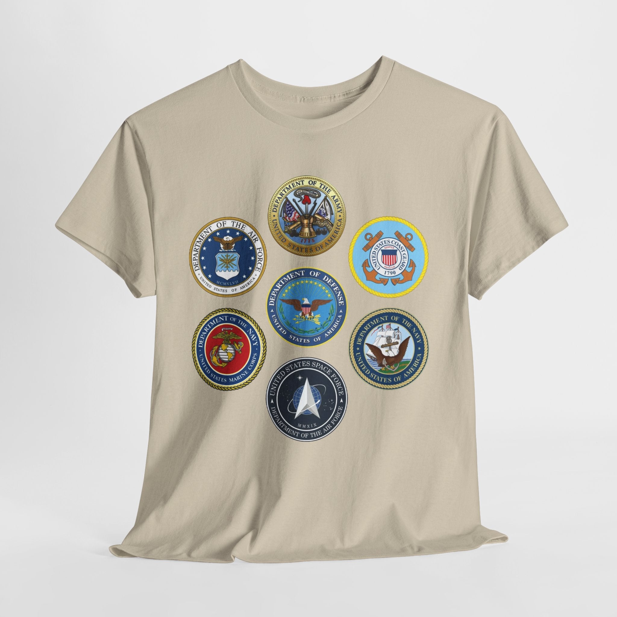 Military Branch Seals T-Shirt — Vintage US Armed Forces Emblems Tee
