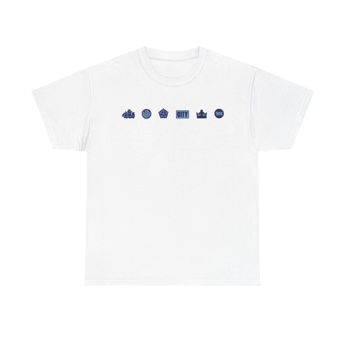 Manchester City Minimal City Icons Tee — Navy Skyline Icons Chest Print