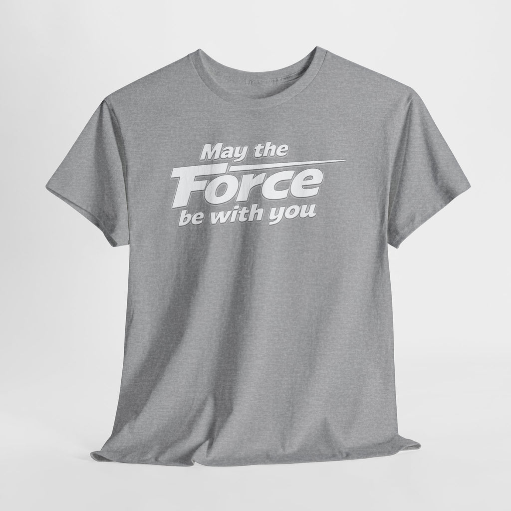 "May the Force Be With You" Retro Embossed Graphic T‑Shirt —