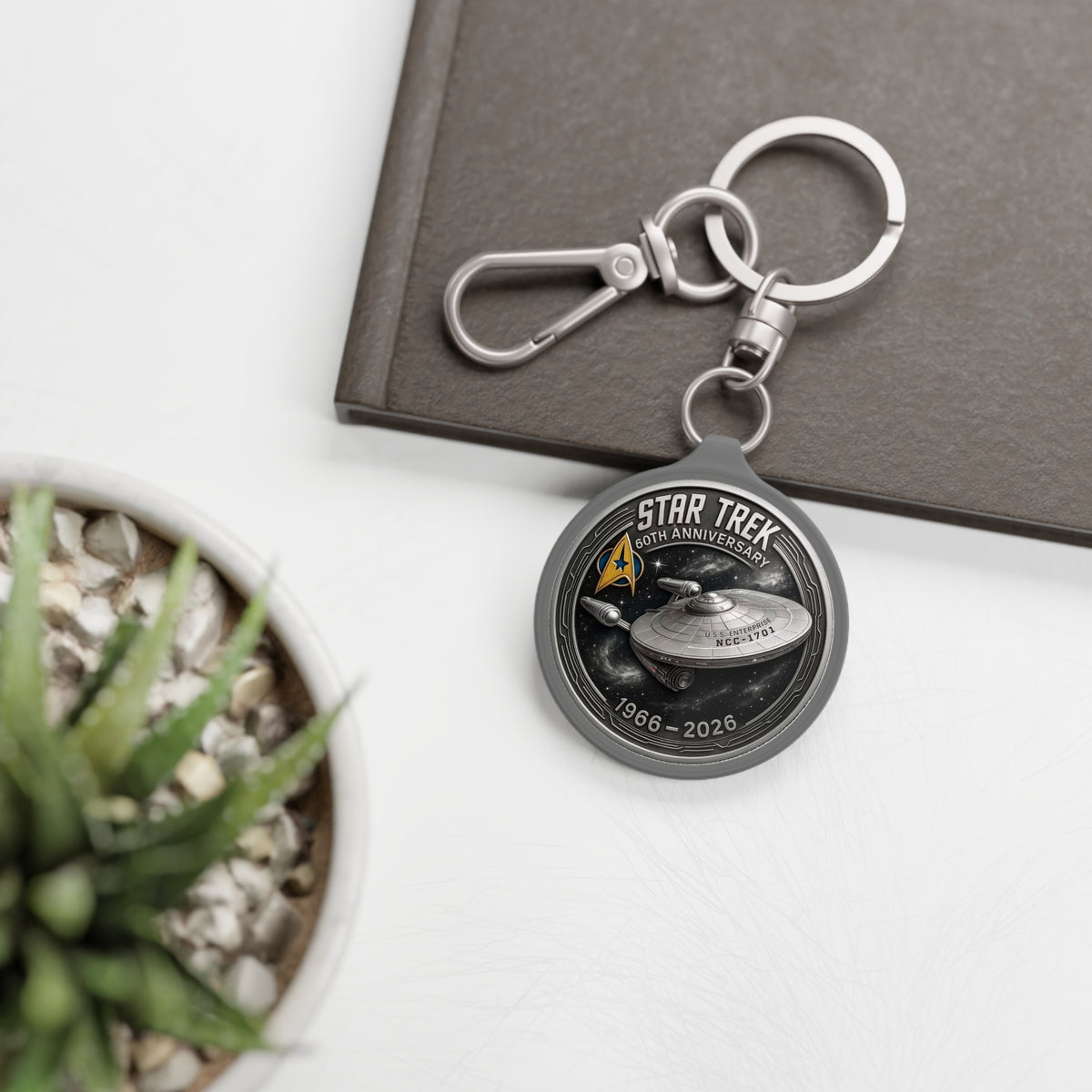Star Trek 60th Anniversary Keyring Tag – USS Enterprise NCC-1701 Commemorative Keychain (1966–2026)