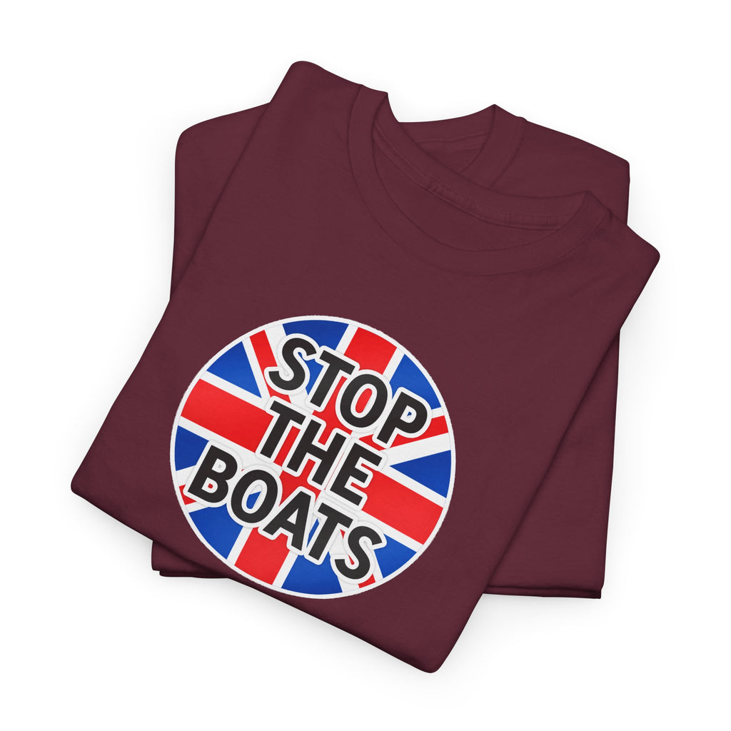 Stop The Boats Union Jack Protest Cotton T-Shirt / Tee