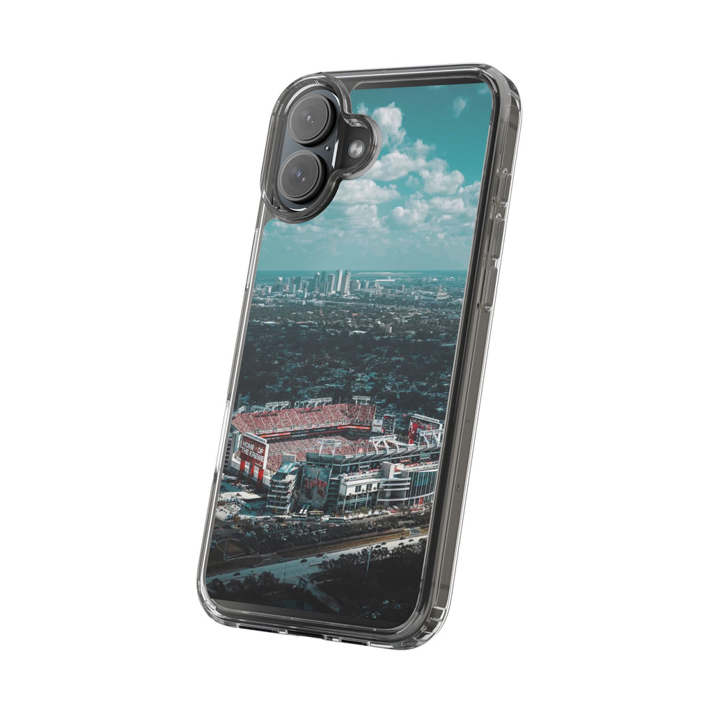 Tampa Bay Raymond James Stadium Clear Phone Case — Aerial City Stadium Design