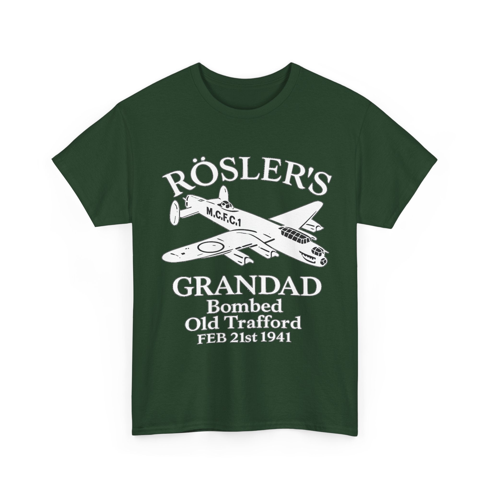 Rösler's Grandad Bombed Old Trafford Tee — WWII Tribute Military Plane Shirt (Feb 21, 1941)