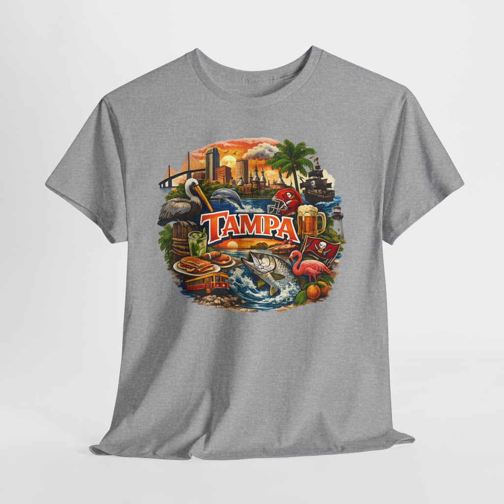 Tampa Florida Retro Scenic Tee — Vintage Beach, Skyline & Wildlife Graphic