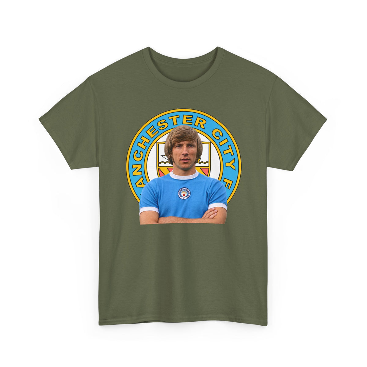 Colin Bell Manchester City Legend Cotton Tee — Retro Player Graphic