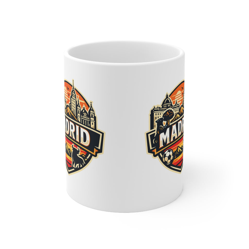 Madrid Souvenir Mug – Vintage Cityscape & Football Ceramic Coffee Cup (11oz/15oz)