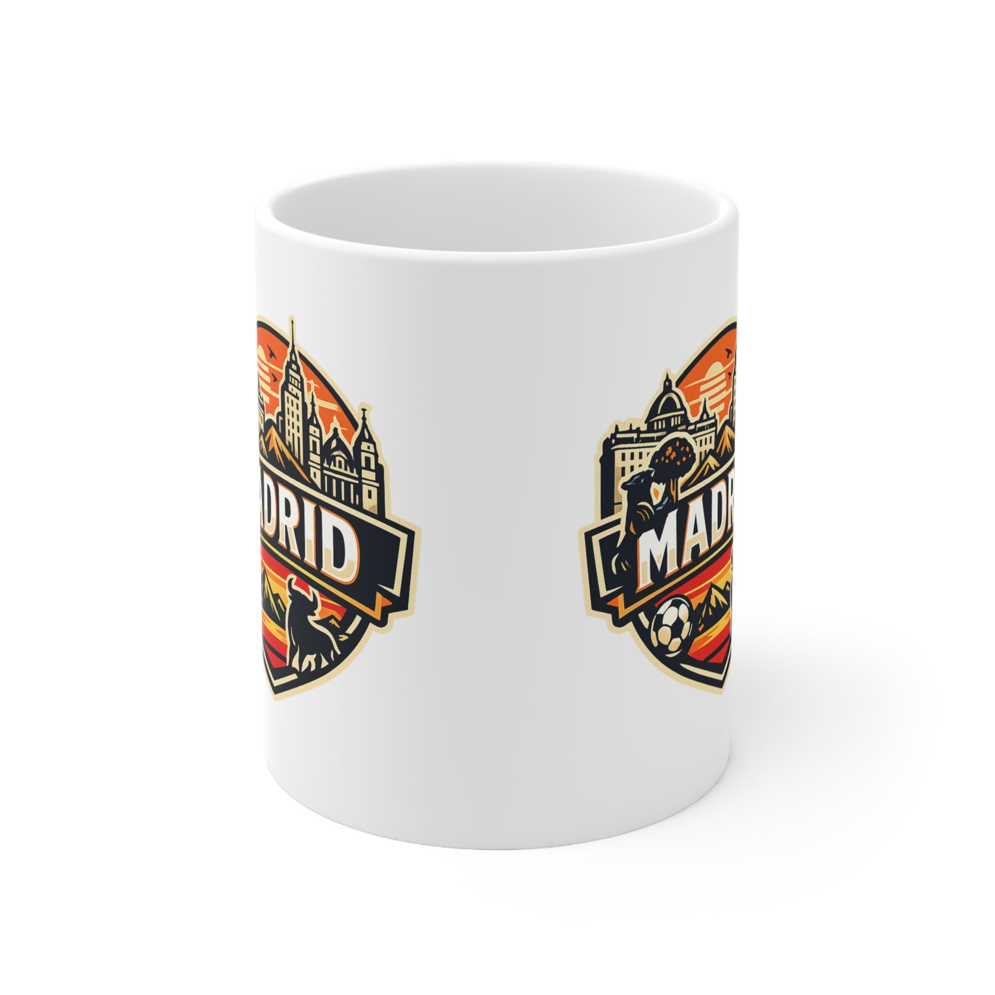 Madrid Souvenir Mug – Vintage Cityscape & Football Ceramic Coffee Cup (11oz/15oz)