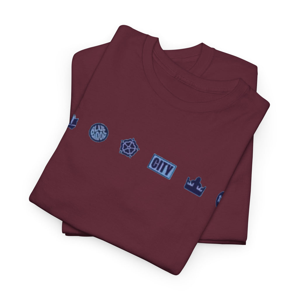 Manchester City Minimal City Icons Tee — Navy Skyline Icons Chest Print