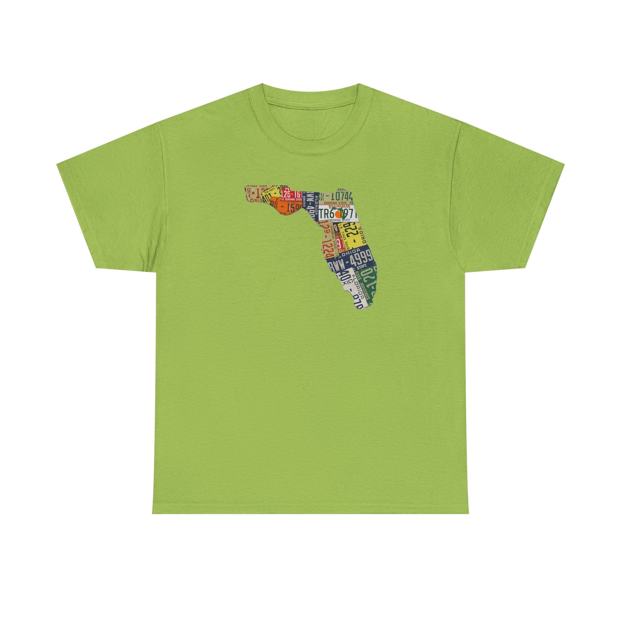 Florida License Plate Map T-Shirt — Vintage State Silhouette Tee