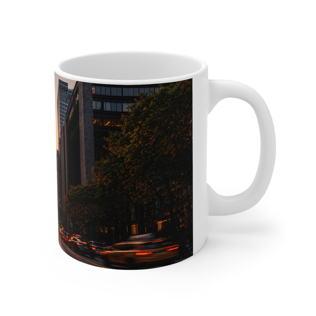 New York Sunset Ceramic Coffee Mug — Manhattan Skyline 11oz & 15oz