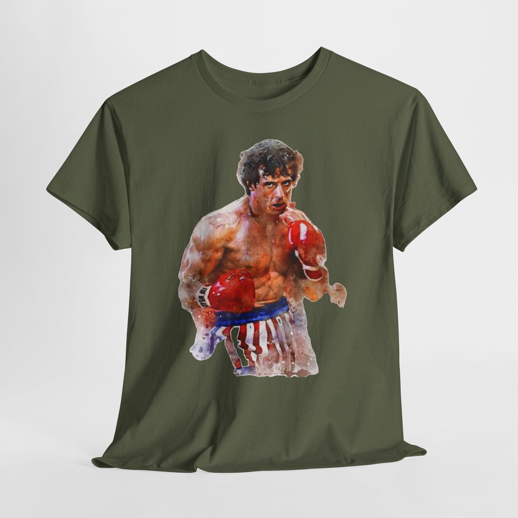 Boxer Rocky Painting T‑Shirt — Vintage American Flag Boxing Tee