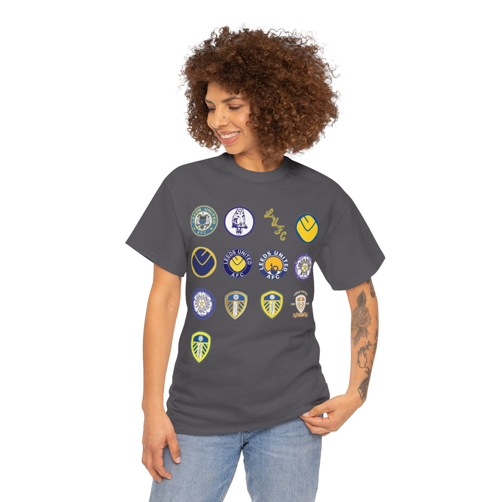 Leeds United Retro Crest Cotton T-Shirt — Vintage Football Club Emblem Tee