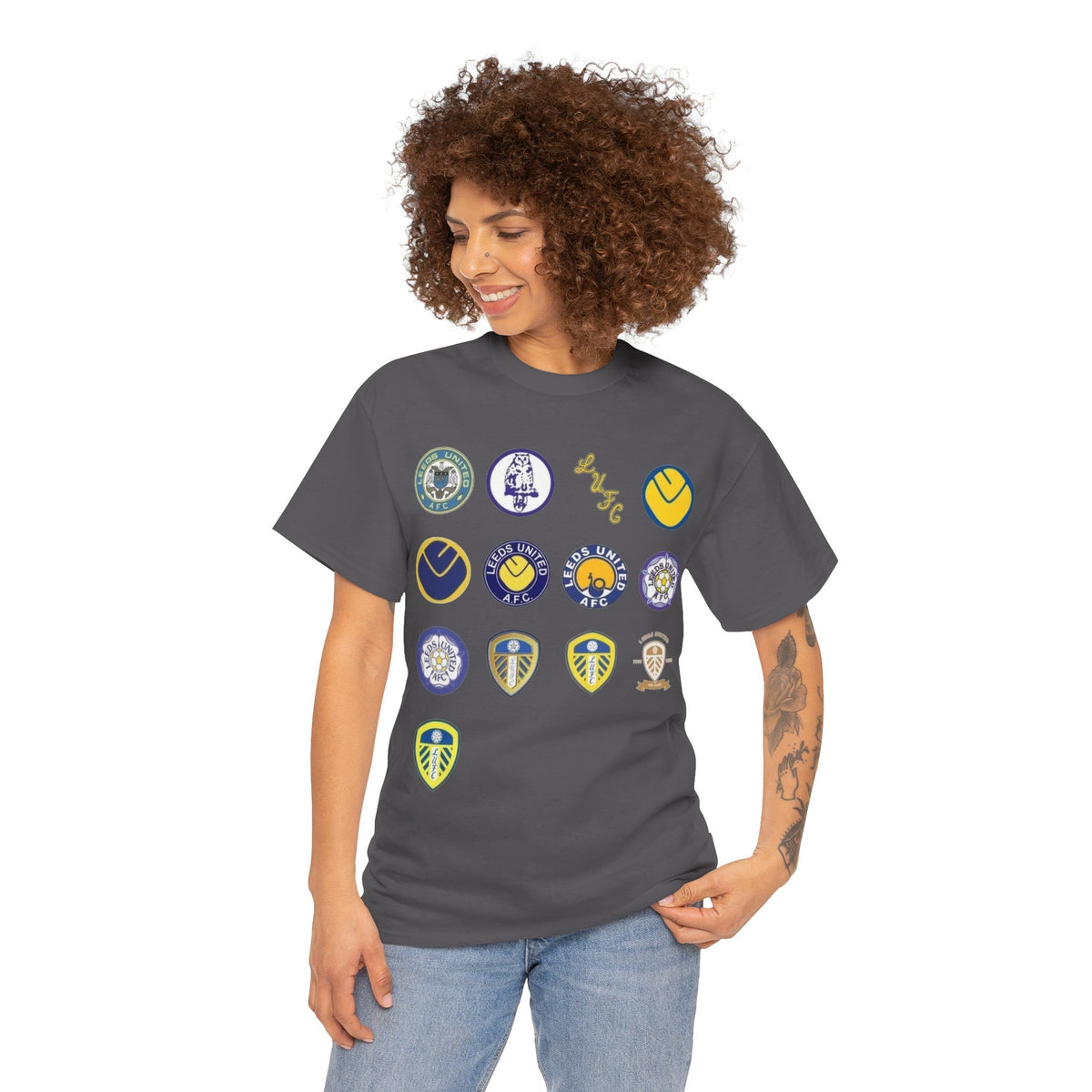 Leeds United Retro Crest Cotton T-Shirt — Vintage Football Club Emblem Tee