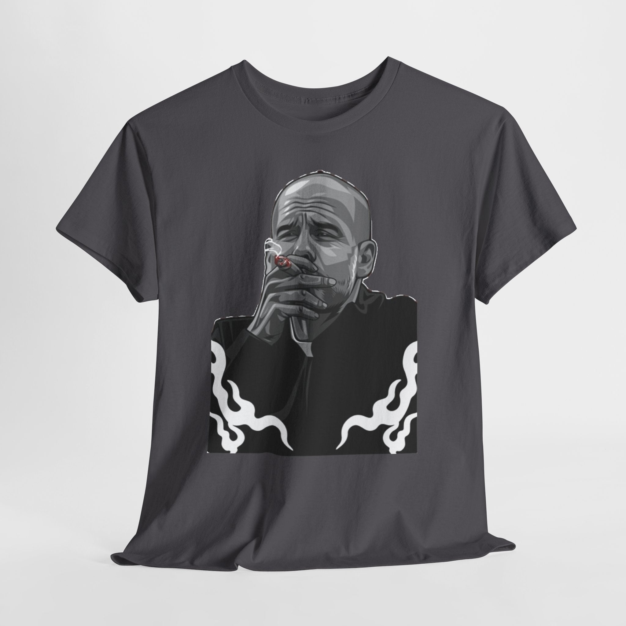 Pep Guardiola Smoking Portrait T‑Shirt — Moody Graphic Tee