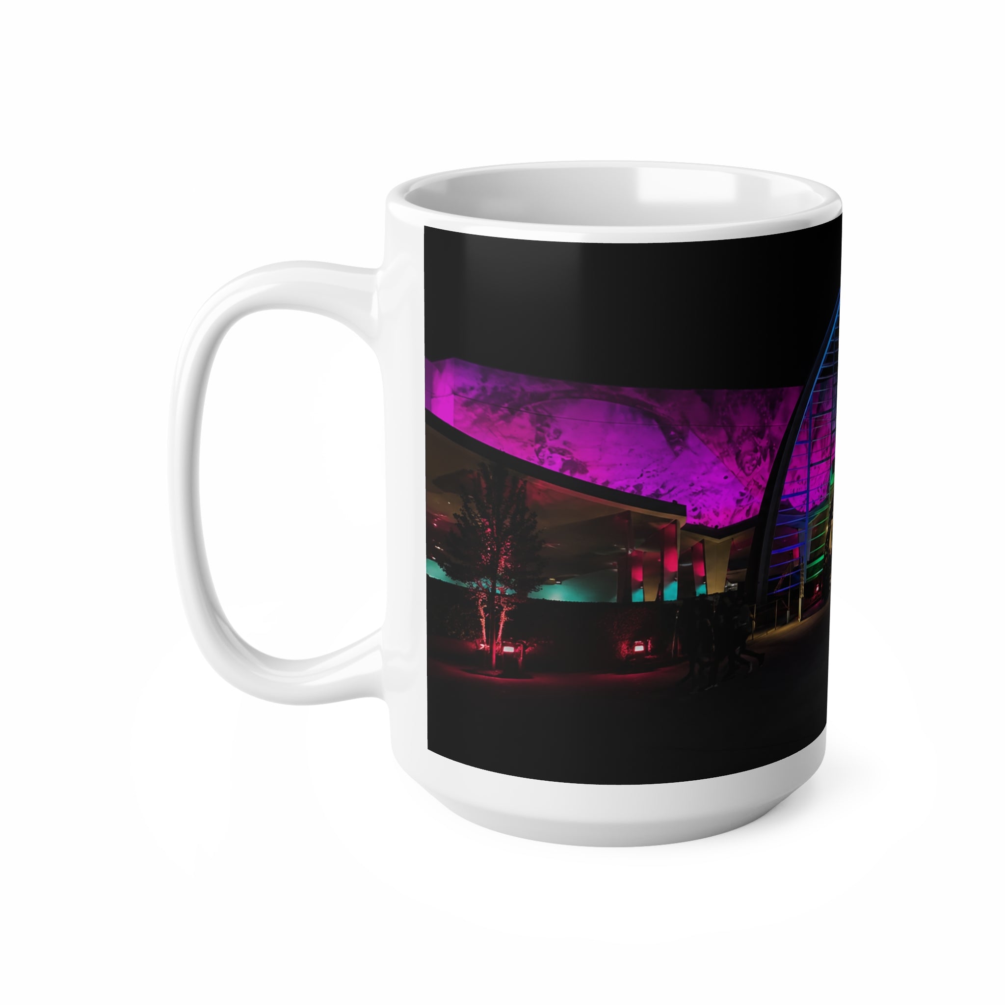 Men in Black Universal HHN Nightscape Mug — Colorful Architectural Night Photo Ceramic Coffee Cup (11oz, 15oz)