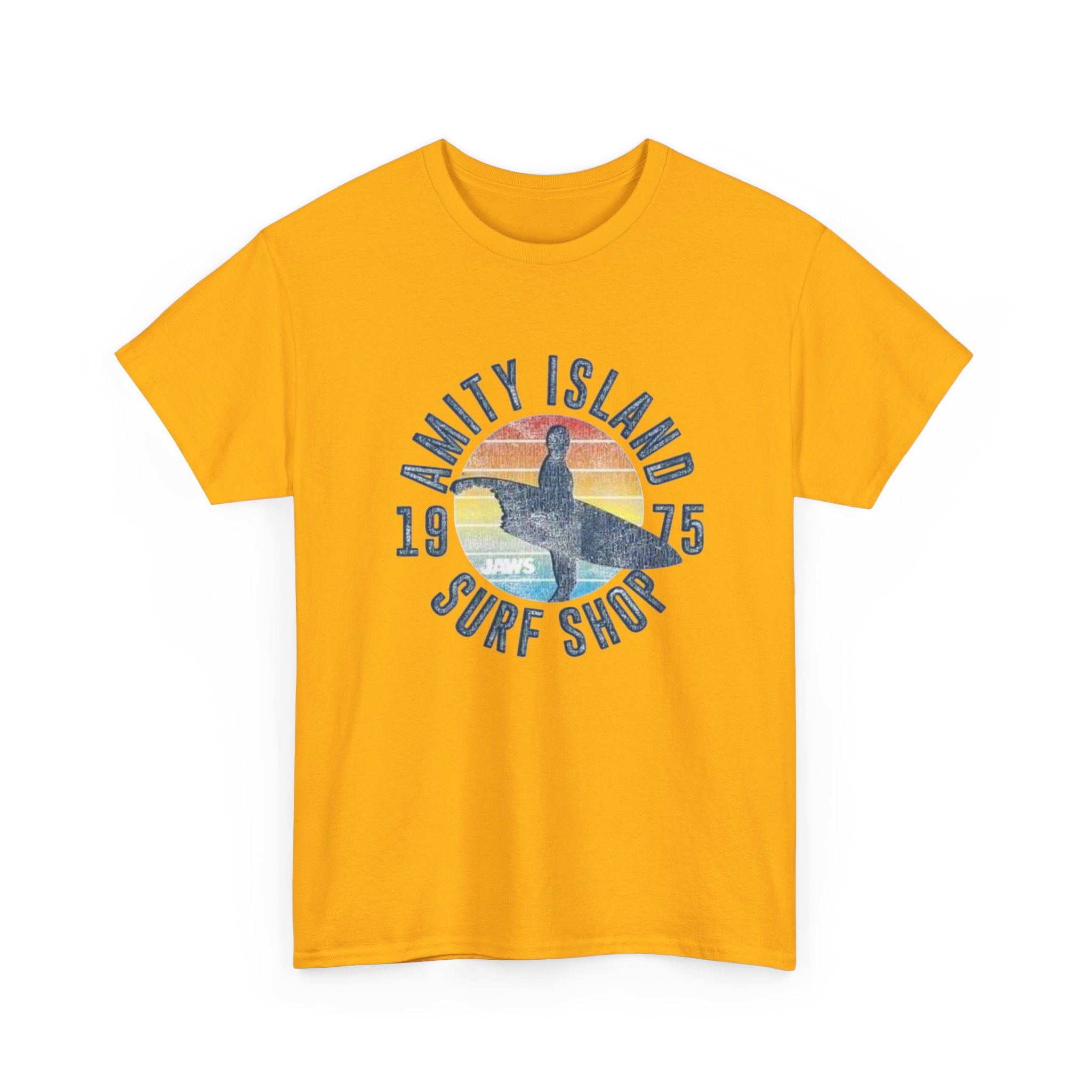 Amity Island Surf Shop Tee — Vintage Surfer Graphic T-Shirt (1975)